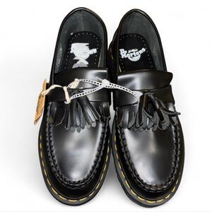 Dr. Martens unisex Black Adrian tassel Leather Tassel Loafers USM 7 USL 8
